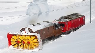 Awesome Powerful Snow Plow Train Blower Through Deep Snow railway tracks Full HD Compilation [upl. by Llorre]