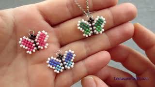 ON DAKİKADA BONCUK KELEBEK KOLYE YAPIMI  BUTTERFLY NECKLACE MAKING [upl. by Ansell]