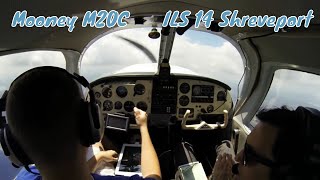 Mooney M20C  ILS 14 Shreveport Regional [upl. by Jamin]