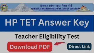 hp tet answer key June 2024 hpbose [upl. by Acimehs]