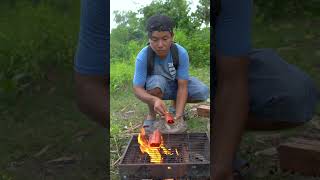 Outdoorfood SIMPLE BUT USEFUL Eat Hotdog In Forest camping outdoor bushcraf forest survival [upl. by Nanji]