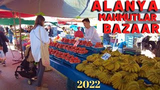 TURKISH BAZAAR İN ALANYA  MAHMUTLAR BAZAAR WALKİNG TOUR  ANTALYA TURKISH STREET FOOD 4K [upl. by Courtund]