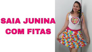 Saia Festa Junina com Bandeirolas de Fitas festajunina diy lacos saojoao kakaMagalhaesLacos [upl. by Demb]