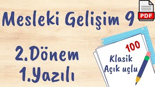 Mesleki Gelişim 9 Sınıf 2 Dönem 1 Yazılı Soruları klasik açık uçlu PDF Mesleki Gelişim Atölyesi [upl. by Eural482]