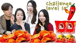 REAKSI ORANG KOREA CHALLENGE MAICIH 10SPICY CHIP MUKBANG인도네시아 매운과자 먹방 [upl. by Oirromed]