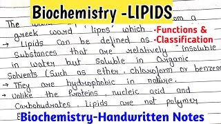 LIPIDS  Functions amp Classification  Biochemistry Notes  chemistry [upl. by Annie]