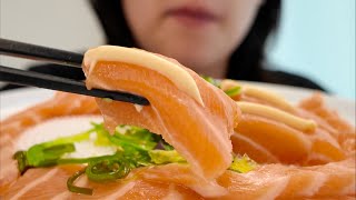 ASMR Salmon Sashimi raw fish Seaweed Salad Crispy Rice Mukbang Soft amp crunchy sushi eating sounds [upl. by Etak]