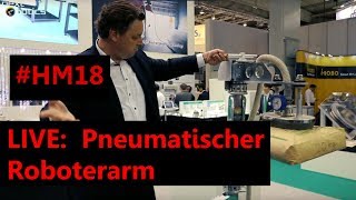 Pneumatischer Roboterarm aus Japan hilft Cobots  Hannover Messe 2018 LIVE [upl. by Wendell]