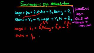 Simultaneous equation models  reduced form and structural equations [upl. by Blackwell]