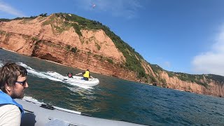 Small inflatable boats at Ladram Bay Part 1 [upl. by Bamby]