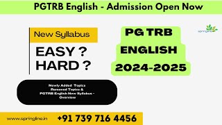 New Syllabus  PGTRB English  Easy or Hard overview and Analysis  Added Topics and Repeared topics [upl. by Eimmas]