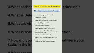 Deloitte Interview Questions for freshersHR  Technical questions shorts deloitte interview [upl. by Keefer]