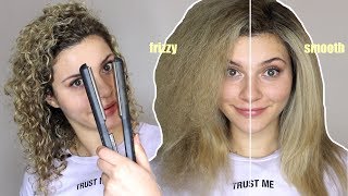 HOW TO STRAIGHTEN CURLY HAIR WITHOUT FRIZZ [upl. by Akimit667]