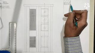 Partially Panelled And Partially Glazed Door With Wire Gauge Shutter  Front Elevation  Side View [upl. by Holton]