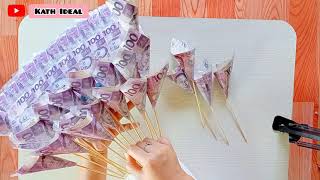 How to wrap a Money Bouquet 💲💐 Easy Step by StepKath Ideal [upl. by Anaik]