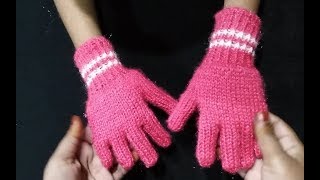 Easy Finger Gloves in Hindi Dastana kaise banay How To Make Baby Gloves Woolen gloves [upl. by Schilit]