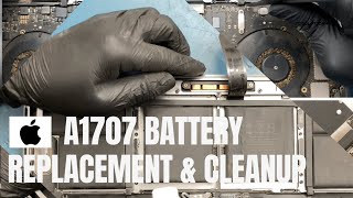 MACBOOK PRO  A1707 BATTERY REPLACEMENT AND CLEANUP [upl. by Mohkos]