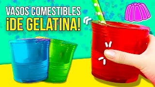 Cómo hacer VASOS COMESTIBLES ¡de GELATINA 🍧 POSTRES fáciles sin horno [upl. by Ekard]