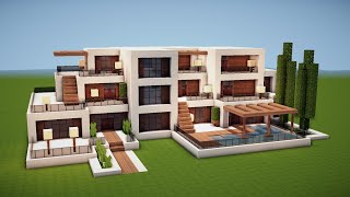 GROßE MODERNE LUXUSVILLA mit POOL in MINECRAFT bauen TUTORIAL HAUS 286 [upl. by Pebrook]