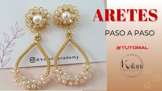 ARETES GOTAS EN PERLAS APRENDE ALAMBRISMO PASO A PASO TUTORIAL DE BISUTERÍA PASO A PASO 🌹📚 [upl. by Eibbob539]