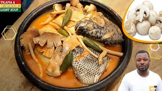 The Perfect Ghanaian Tilapia amp Mushroom Light Soup With Fufu  Delicious Recipe [upl. by Prebo]