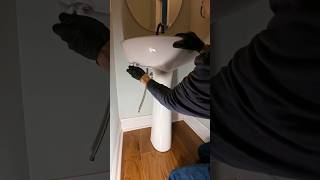 Replacing a faucet and drain on a pedestal sink🚰💦 plumbing plumber asmr diy shortsvideo [upl. by Dulcine511]