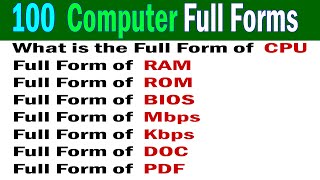 100 Most Commonly used Computer Full Form Computer Full Form Abbreviations full form [upl. by Iamhaj]