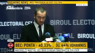 Alegeri prezidentiale 2014 Rezultate partiale BEC ora 11 00 [upl. by Enybor]