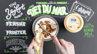 Reklamefilm TINE Yoghurt «Frokost med det du har i skapet» [upl. by Nylzzaj]