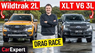 Ford Ranger V6 v 4cyl Dragparison Drag race sound test amp 0100 [upl. by Haggi]