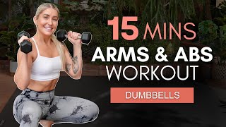 15 Min ARMS amp ABS Dumbbell Supersets STRENGTH  NO JUMPING  NO REPEATS [upl. by Collette244]