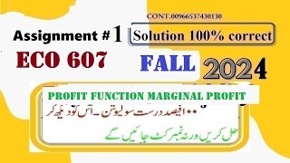 Eco 607 assignment 1 solution fall 2024eco607 assignment 1 solution fall 2024 [upl. by Airrehs959]