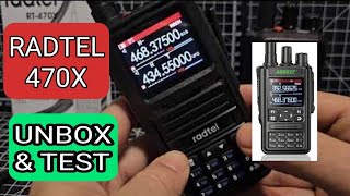 RADTEL 470X  AIRBAND Triband PMRGMRS  DUAL PTT  UNBOX amp Test £22 [upl. by Onibas]