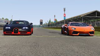 Lamborghini Aventador LP7004 vs Bugatti Veyron 164 SS at Monza Full Course [upl. by Alyal897]