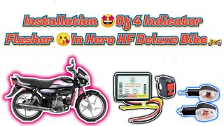 How to Install 4 Indicator Flasher 8 Mode Hero HF DELUXE🏍️🤯🥵Bike moxflasherindicators [upl. by Nyroc]