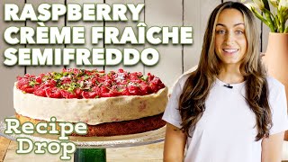 NoChurn Ice Cream Cake Raspberry Crème Fraîche Semifreddo  Recipe Drop  Food52 [upl. by Vinia]