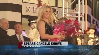 Britney Spears injures ankle on stage cancels Las Vegas shows [upl. by Esinned]