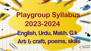 Playgroup Syllabus in Pakistan PreNursery Syllabus homeschoolingplaygroupsyllabus [upl. by Dnyletak599]