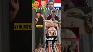 🇳🇴Haaland Vs 🇦🇷Messi Vs 🇵🇹Ronaldo Vs 🇫🇷Mbappe Hairstyles Comparison 💇🏽‍♂️⚽shorts youtubeshorts [upl. by Ahsienyt]