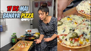 17Rs me pizza banaya 🍕 Veg mushroom pizza 🍕  Muskan sharma vlog [upl. by Hickie475]