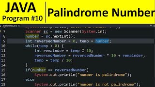 Java Program 10  Palindrome Number in Java [upl. by Bryant223]