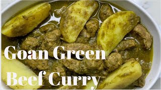 Goan Beef Curry In Green Masala Recipe  Goan Vlogger  Konkani With English Subtitles [upl. by Trofmoc]