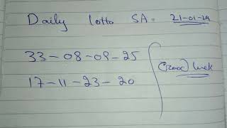 Daily Lotto SA Prediction 21012024 [upl. by Leyla]