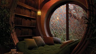 Cozy Reading Nook Ambience Heavy Rain on Window Sounds and Crackling Fire [upl. by Llywellyn]