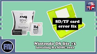 Nintendo DS Lite 3  Installing R4 SDHC 2022 SDTF card error fix [upl. by Nosemaj]