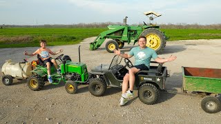 Playing on the Farm with Tractors and Trucks Compilation  Tractors for kids [upl. by Anihsat]