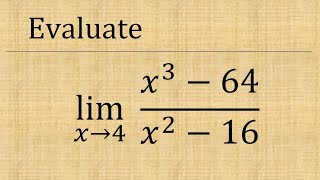 Evaluate lim x → 4 x³  64x²  16 [upl. by Fugazy284]