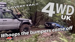 4X4 RECOVERY FAIL  Snatch recovery gone wrong  offroad recovery fail  Cae Dai Disaster  4WD UK [upl. by Jannel]