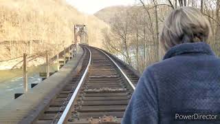 A walk on the rails to ghost town Caperton WV New River [upl. by Atiuqat]