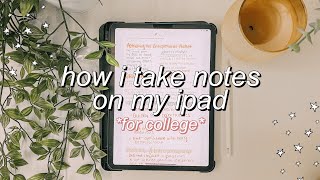 HOW I TAKE NOTES ON MY iPAD PRO 2020  college notetaking aesthetic colors split screen notes [upl. by Files4]